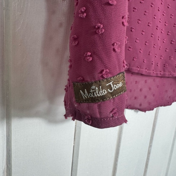 Matilda Jane Purple Relaxed 3/4 Sleeve Tie Front Blouse - Picture 4 of 4